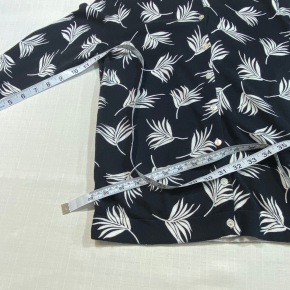 Ann Taylor Factory Leaf Cardigan Navy White Medium - Picture 7 of 8